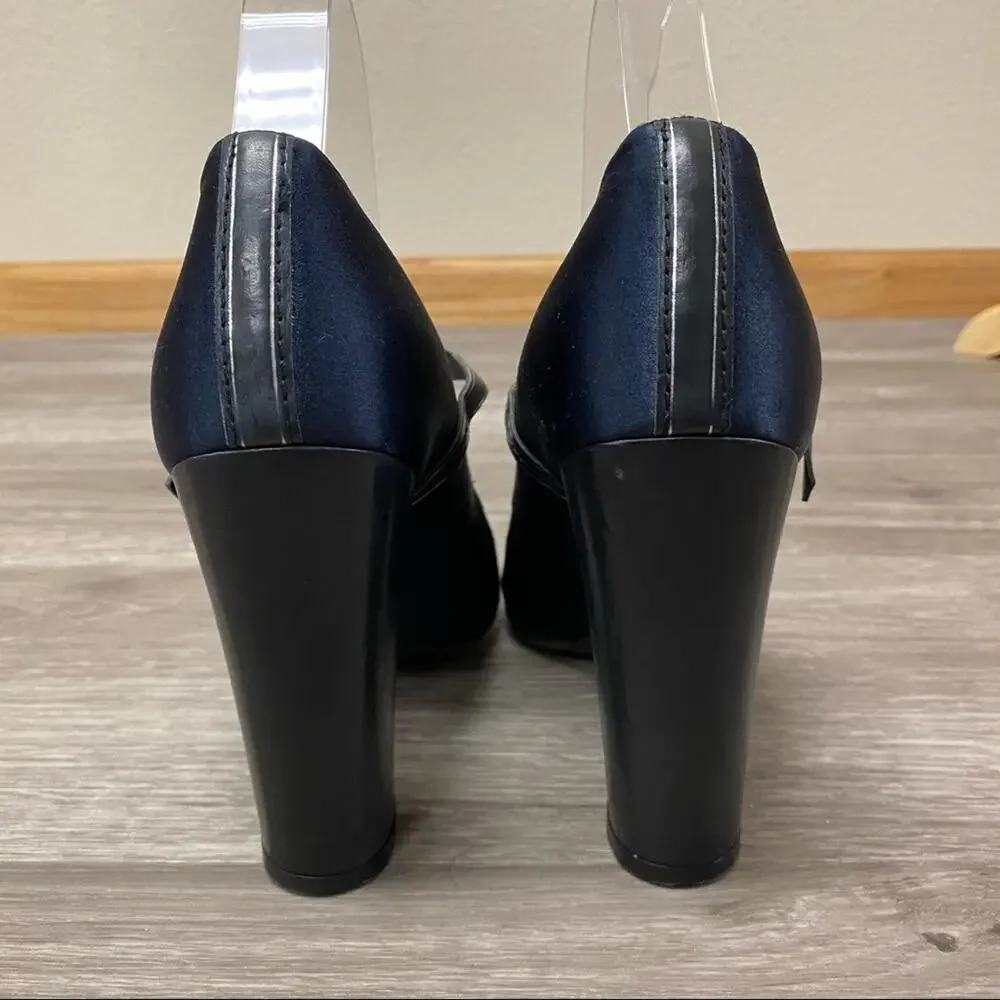 Pedro Garcia Satin Leather Heels Blue 39.5 and 40